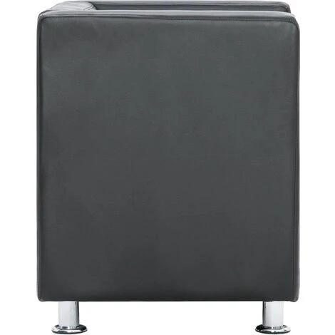 Fauteuil Cube Similicuir Gris VidaXL 6 Fauteuil Cube Similicuir Gris VidaXL – Image 4