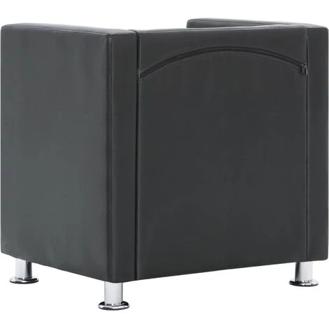 Fauteuil Cube Similicuir Gris VidaXL 7 Fauteuil Cube Similicuir Gris VidaXL – Image 5