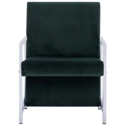 Fauteuil Avec Pieds En Chrome Velours Vert Foncé VidaXL 9 Fauteuil Avec Pieds En Chrome Velours Vert Foncé VidaXL -Pas Cher Fauteuil Magasin 13724917 3