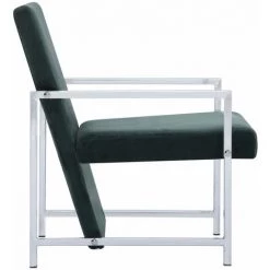Fauteuil Avec Pieds En Chrome Velours Vert Foncé VidaXL 10 Fauteuil Avec Pieds En Chrome Velours Vert Foncé VidaXL -Pas Cher Fauteuil Magasin 13724917 4
