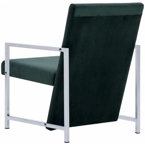 Fauteuil Avec Pieds En Chrome Velours Vert Foncé VidaXL 7 Fauteuil Avec Pieds En Chrome Velours Vert Foncé VidaXL – Image 5