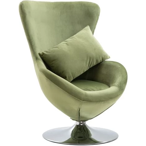 Fauteuil Pivotant En Forme D'Oeuf Avec Coussin Velours Vert Clair VidaXL 3 Fauteuil Pivotant En Forme D'Oeuf Avec Coussin Velours Vert Clair VidaXL