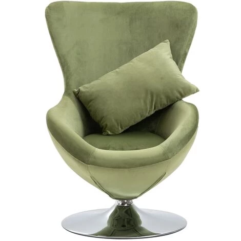 Fauteuil Pivotant En Forme D'Oeuf Avec Coussin Velours Vert Clair VidaXL 4 Fauteuil Pivotant En Forme D'Oeuf Avec Coussin Velours Vert Clair VidaXL – Image 2