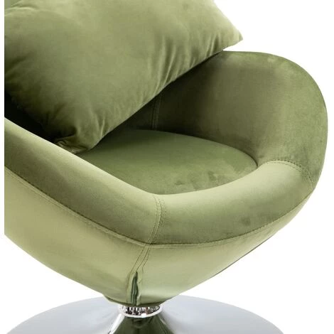 Fauteuil Pivotant En Forme D'Oeuf Avec Coussin Velours Vert Clair VidaXL 7 Fauteuil Pivotant En Forme D'Oeuf Avec Coussin Velours Vert Clair VidaXL – Image 5