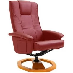 Fauteuil TV Pivotant Avec Repose-pied Similicuir Rouge Bordeaux VidaXL -Pas Cher Fauteuil Magasin 13951513 3