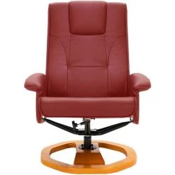 Fauteuil TV Pivotant Avec Repose-pied Similicuir Rouge Bordeaux VidaXL -Pas Cher Fauteuil Magasin 13951513 4