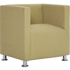 Fauteuil Cube Tissu Vert VidaXL -Pas Cher Fauteuil Magasin 13951788 2