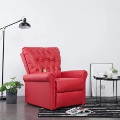 VidaXL Fauteuil Inclinable De Massage Similicuir Rouge - Rouge