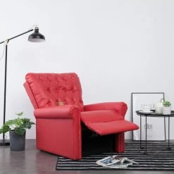 VidaXL Fauteuil Inclinable De Massage Similicuir Rouge - Rouge -Pas Cher Fauteuil Magasin 13951805 3