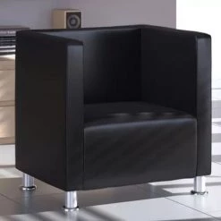 VIDAXL Fauteuil Design De Cube Cuir Synthétique Noir - Noir