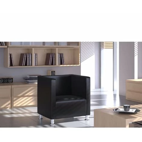 VIDAXL Fauteuil Design De Cube Cuir Synthétique Noir - Noir 5 VIDAXL Fauteuil Design De Cube Cuir Synthétique Noir - Noir – Image 3