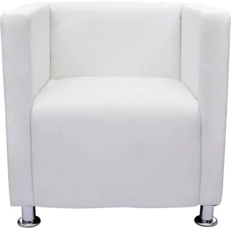 VIDAXL Fauteuil Design De Cube Cuir Synthétique Blanc - Blanc 4 VIDAXL Fauteuil Design De Cube Cuir Synthétique Blanc - Blanc – Image 2