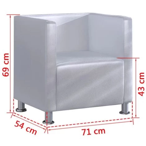 VIDAXL Fauteuil Design De Cube Cuir Synthétique Blanc - Blanc 7 VIDAXL Fauteuil Design De Cube Cuir Synthétique Blanc - Blanc – Image 5