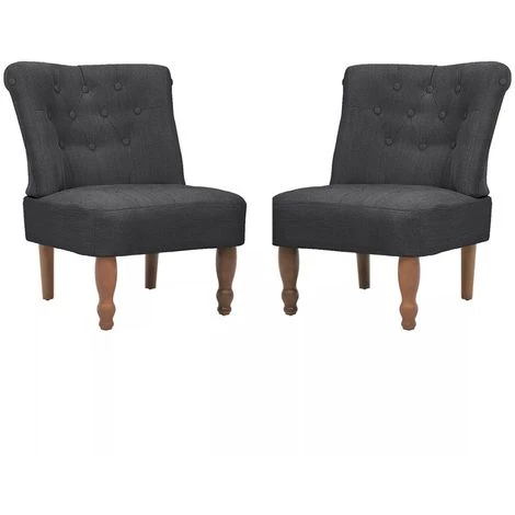 VIDAXL Fauteuil En Style Français 2 Pcs Tissu Gris - Gris 4 VIDAXL Fauteuil En Style Français 2 Pcs Tissu Gris - Gris – Image 2