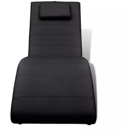 VIDAXL Chaise Longue Avec Oreiller Cuir Synthétique Noir - 240709 - Noir 4 VIDAXL Chaise Longue Avec Oreiller Cuir Synthétique Noir - 240709 - Noir – Image 2