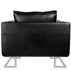VIDAXL Fauteuil Cube Avec Pieds Chromés Cuir Synthétique Noir - Noir -Pas Cher Fauteuil Magasin 14075791 3