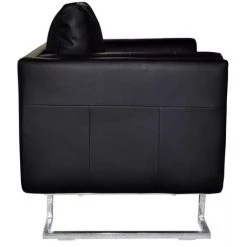 VIDAXL Fauteuil Cube Avec Pieds Chromés Cuir Synthétique Noir - Noir -Pas Cher Fauteuil Magasin 14075791 5