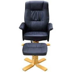 VIDAXL Fauteuil Avec Repose-pied Réglable Cuir Synthétique Noir - Noir -Pas Cher Fauteuil Magasin 14075805 2