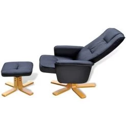 VIDAXL Fauteuil Avec Repose-pied Réglable Cuir Synthétique Noir - Noir -Pas Cher Fauteuil Magasin 14075805 3