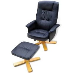 VIDAXL Fauteuil Avec Repose-pied Réglable Cuir Synthétique Noir - Noir -Pas Cher Fauteuil Magasin 14075805 4