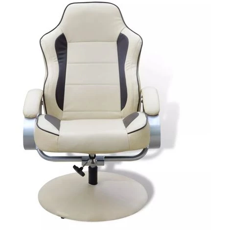 VIDAXL Fauteuil Avec Repose-pied Réglable Cuir Synthétique Blanc Crème - Crème 7 VIDAXL Fauteuil Avec Repose-pied Réglable Cuir Synthétique Blanc Crème - Crème – Image 5