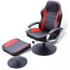 VIDAXL Fauteuil Avec Repose-pied Réglable Cuir Synthétique Noir/rouge - Noir -Pas Cher Fauteuil Magasin 14075807 1