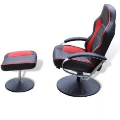 VIDAXL Fauteuil Avec Repose-pied Réglable Cuir Synthétique Noir/rouge - Noir -Pas Cher Fauteuil Magasin 14075807 3
