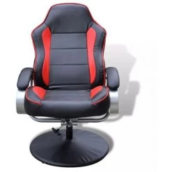 VIDAXL Fauteuil Avec Repose-pied Réglable Cuir Synthétique Noir/rouge - Noir -Pas Cher Fauteuil Magasin 14075807 5