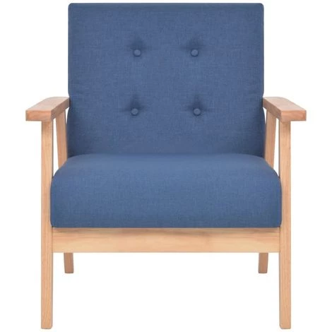 VIDAXL Fauteuil Tissu Bleu - Bleu 5 VIDAXL Fauteuil Tissu Bleu - Bleu – Image 3