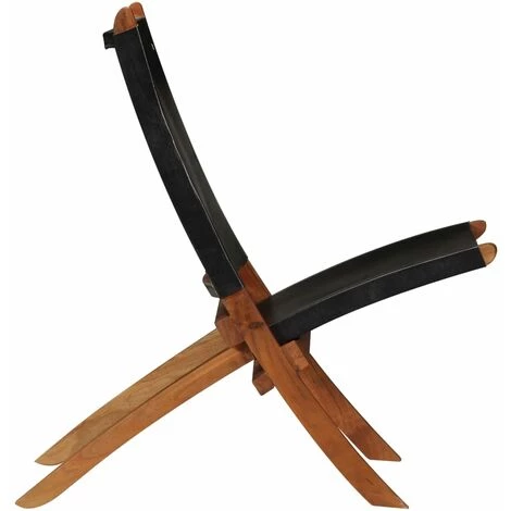 VIDAXL Chaise De Relaxation Cuir Véritable 59 X 72 X 79 Cm Noir - Fauteuils - Chaises Pliantes Et Tabourets Pliants - Noir - Noir 5 VIDAXL Chaise De Relaxation Cuir Véritable 59 X 72 X 79 Cm Noir - Fauteuils - Chaises Pliantes Et Tabourets Pliants - Noir - Noir – Image 3