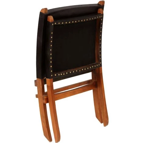 VIDAXL Chaise De Relaxation Cuir Véritable 59 X 72 X 79 Cm Noir - Fauteuils - Chaises Pliantes Et Tabourets Pliants - Noir - Noir 6 VIDAXL Chaise De Relaxation Cuir Véritable 59 X 72 X 79 Cm Noir - Fauteuils - Chaises Pliantes Et Tabourets Pliants - Noir - Noir – Image 4