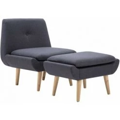 VIDAXL Fauteuil Sans Accoudoirs Avec Pouf Revêtement Tissu Gris Foncé - Meubles - Fauteuils - Chauffeuses - Gris - Gris 8 VIDAXL Fauteuil Sans Accoudoirs Avec Pouf Revêtement Tissu Gris Foncé - Meubles - Fauteuils - Chauffeuses - Gris - Gris -Pas Cher Fauteuil Magasin 14078128 2
