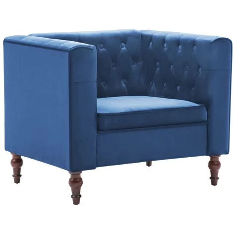 VIDAXL Fauteuil Avec Revêtement En Velours 86 X 67 X 71 Cm Bleu - Fauteuils - Fauteuils Club, Fauteuils Inclinables Et Chauffeuses Lits - Bleu - Bleu 4 VIDAXL Fauteuil Avec Revêtement En Velours 86 X 67 X 71 Cm Bleu - Fauteuils - Fauteuils Club, Fauteuils Inclinables Et Chauffeuses Lits - Bleu - Bleu – Image 2