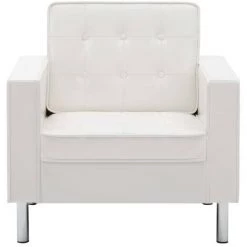VIDAXL Fauteuil Revêtement De Simili-cuir 75 X 70 X 75 Cm Blanc - Fauteuils Club, Fauteuils Inclinables Et Chauffeuses Lits - Blanc - Blanc -Pas Cher Fauteuil Magasin 14078148 3