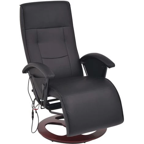 VIDAXL Fauteuil électrique De Massage Cuir Synthétique Noir - Noir 4 VIDAXL Fauteuil électrique De Massage Cuir Synthétique Noir - Noir – Image 2