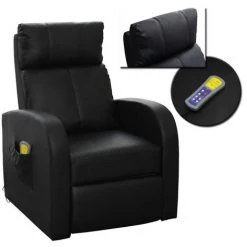 VIDAXL Fauteuil Confort Massant Noir - Noir 11 VIDAXL Fauteuil Confort Massant Noir - Noir -Pas Cher Fauteuil Magasin 14079913 5