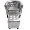 VIDAXL Fauteuil Cabriolet Avec Repose-pied Cuir Synthétique Argenté - Argent -Pas Cher Fauteuil Magasin 14079932 1