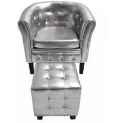 VIDAXL Fauteuil Cabriolet Avec Repose-pied Cuir Synthétique Argenté - Argent