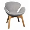 MEUBLETMOI Fauteuil Rond Tapissé Gris Piétement Bois - ELYT - Gris 2 MEUBLETMOI Fauteuil Rond Tapissé Gris Piétement Bois - ELYT - Gris -Pas Cher Fauteuil Magasin 14159941 1