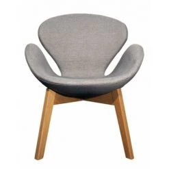 MEUBLETMOI Fauteuil Rond Tapissé Gris Piétement Bois - ELYT - Gris -Pas Cher Fauteuil Magasin 14159941 3