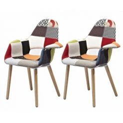 MEUBLETMOI Lot 2 Fauteuils Patchwork & Déco - COSY - Multicolore