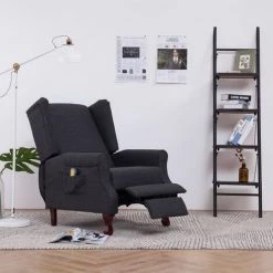 Fauteuil Inclinable De Massage Gris Foncé Tissu VidaXL -Pas Cher Fauteuil Magasin 14324945 3