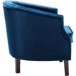 VIDAXL Fauteuil Avec Revêtement En Velours 65 X 64 X 65 Cm Bleu - Fauteuils - Fauteuils Club, Fauteuils Inclinables Et Chauffeuses Lits - Bleu - Bleu -Pas Cher Fauteuil Magasin 14353242 5