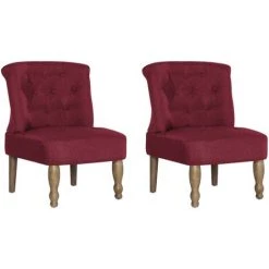 HELLOSHOP26 Fauteuil Chaise Siège Lounge Design Club Sofa Salon S Françaises 2 Pcs Rouge Bordeaux Tissu - Bordeaux