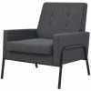 HELLOSHOP26 Fauteuil Chaise Siège Lounge Design Club Sofa Salon Acier Et Tissu Gris Foncé - Gris