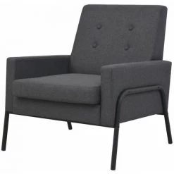 HELLOSHOP26 Fauteuil Chaise Siège Lounge Design Club Sofa Salon Acier Et Tissu Gris Foncé - Gris