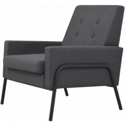 HELLOSHOP26 Fauteuil Chaise Siège Lounge Design Club Sofa Salon Acier Et Tissu Gris Foncé - Gris -Pas Cher Fauteuil Magasin 14364221 3