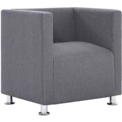 HELLOSHOP26 Fauteuil Chaise Siège Lounge Design Club Sofa Salon Cube Gris Clair Polyester - Gris