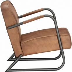 HELLOSHOP26 Fauteuil Chaise Siège Lounge Design Club Sofa Salon De Repos Marron Clair Cuir Véritable - Marron -Pas Cher Fauteuil Magasin 14364230 3