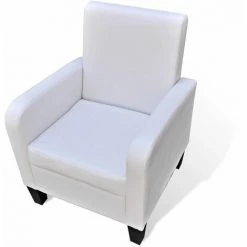 HELLOSHOP26 Fauteuil Chaise Siège Lounge Design Club Sofa Salon Cuir Synthétique Blanc - Blanc